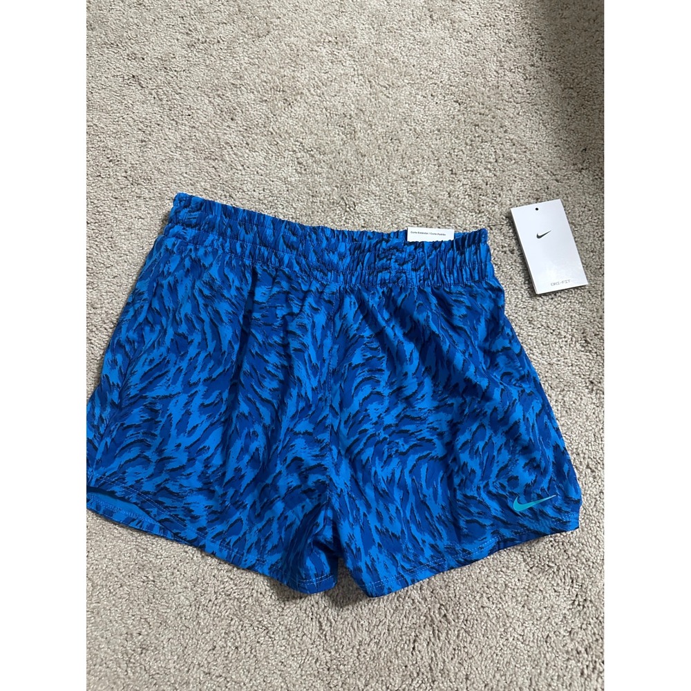 Nike One Kids Standard Fit Dri-FIT Blue Print Athletic Shorts‎